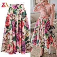 【CW】 ZALady summer fashion chic elegant flower print a-line skirts for women party zevity fairy goblin midi faldas largas y2k