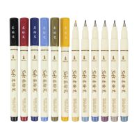 Lele Pencil】ชุดปากกาเครื่องเขียนระบายสีตัวอักษร6ชิ้น,ปากกาหัวแปรงขนนุ่มปากกาเขียนตัวอักษรเครื่องเขียนสำหรับงานศิลปะแบบร่างดีไซน์