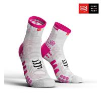 Compressport ถุงเท้าวิ่ง Run Hi-Cut White/Pink