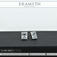 Eramyth J. (เอรามิท) ต่างหูเพชรสวิส CZ(Diamond Grade)SH-0189-R01MC ทรงผืนผ้าฝังหุ้มเพชรเม็ดเดียว เงินแท้ 92.5 สินค้ามาตรฐานส่งออก