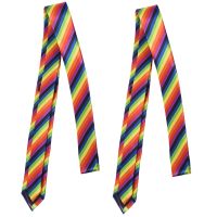 2X Men Fashion Casual Skinny Slim Narrow Tie Formal Wedding Party Necktie, 19 (Rainbow Color )