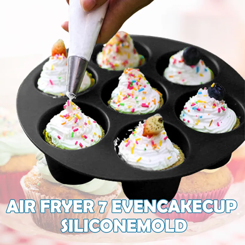 Silicone Muffin Pan Cupcake Tray - 7 Cupcake Pans Air Fryer