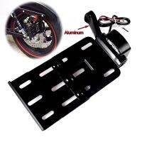 Black Telescopic Folding LED Light Aluminum Side Mount ABS License Plate For Harley 2004UP Sportster XL 883 1200 48 Models