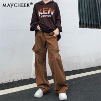 MAYCHEER  แฟชั่นฮาราจูกุสำหรับผู้ชายกางเกงกีฬาสีทึบหลวมใหม่กางเกงลำลองฤดูใบไม้ผลิและฤดูใบไม้ร่วง