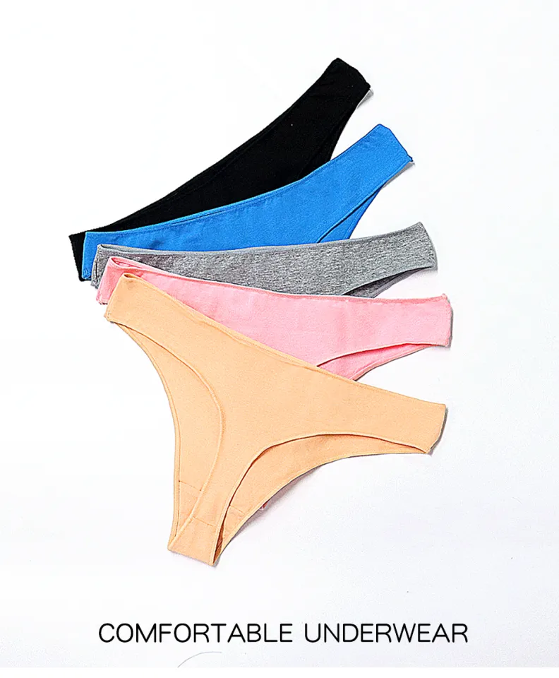FallSweet 5 Pcs/ Pack !Thong Panties Sexy Lingerie Woman Cotton Seamless  Low Waist Ladies G String Solid Color Briefs