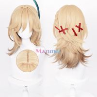 Manmei Genshin Impact Kaveh Cosplay Wig Braided Linen Gold Hair Anime Heat Resistant Synthetic Wigs