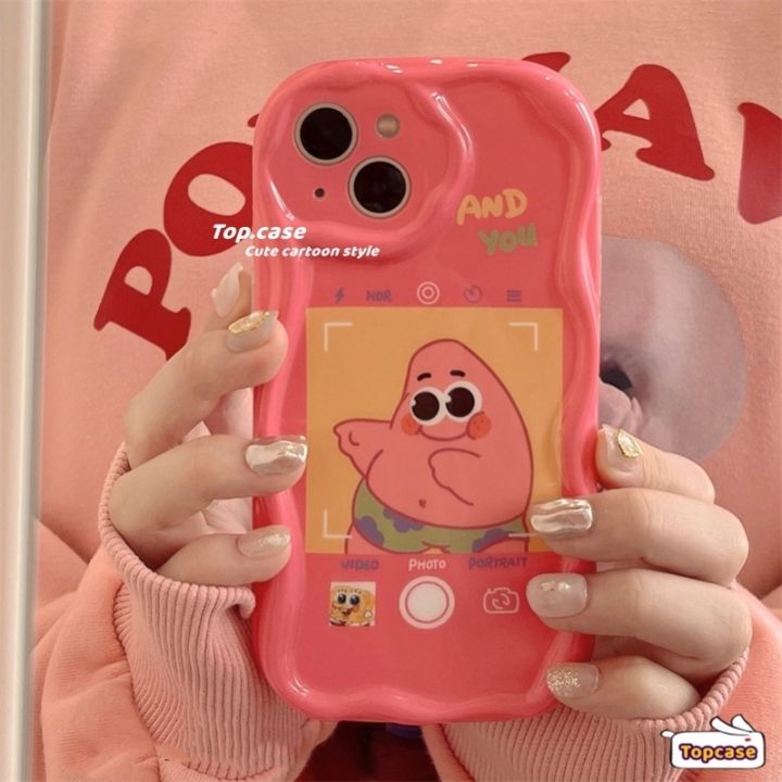 เคสโทรศัพท์มือถือ-ซิลิโคนนิ่ม-กันกระแทก-ลายการ์ตูน-spongebob-oval-wave-edge-สําหรับ-iphone15-14-13-12-11-pro-max-x-xr-xs-8-7-6-plus-se-2020