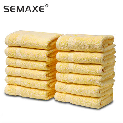 SEMAXE ชุดผ้าขนหนูหรูหราผ้าฝ้าย100 ซุปเปอร์ดูดซับนุ่มและหนา-แพ็คของ12ชุดผ้าขนหนูครัวเรือนผ้าเช็ดมือ33*33