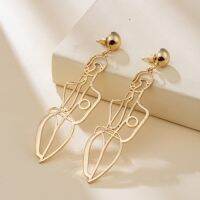 VG 6YM New Fashion Punk Style Gold Color Metal Body Hollow Out Drop Earrings for Women Girl Wedding Jewelry Gifts Wholesale