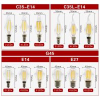 6ชิ้นล็อต E27 E14ย้อนยุคเอดิสัน LED เส้นใยหลอดไฟโคมไฟ AC 220โวลต์-240โวลต์ C35 G45 A60 ST64 G80G 95 G125หลอดแก้ววินเทจเทียนไฟ