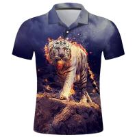 -3d 2023 New NEW 2023 Fire Tiger Polo Shirt - Novelty, Collared, White *free Worldwide Shipping*(free Name Logo Custom) cheap