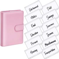A6 PU Leather Notebook Magnetic Personal Planning Binder with 12 Binder Pockets Binder Zipper Folder for Bill Planning