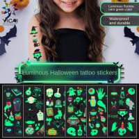 New Halloween luminous tattoo stickers waterproof and durable fluorescent green children 39;s cartoon face glowing tattoo stickers