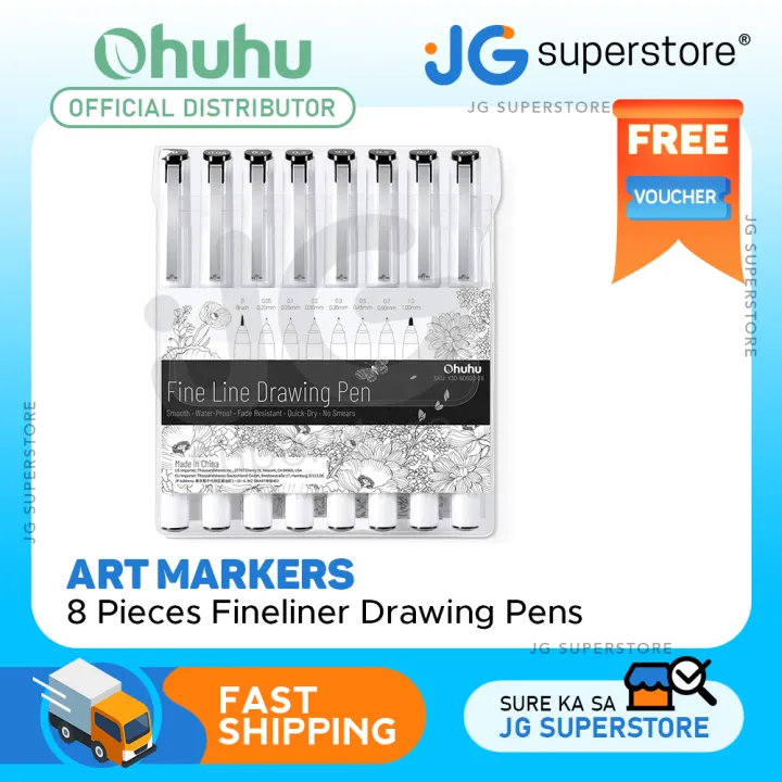 Ohuhu Fineliner Drawing Pen, 8 Pack