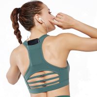 Women Yoga pocket sports Shockproof mesh splicing sports underwear
