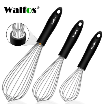 Walfos Silicone Whisk Stainless Steel Wire Whisk - Heat Resistant Kitchen  Whisks For Non-Stick Egg Foamer Stirrer Kitchen Tool