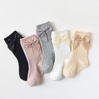 Solid Color Baby Socks With Bows Soft Warm Newborn Kids Stockings For Girls Infant Toddler Long Socks