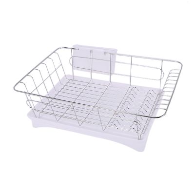 Stainless Steel Dish Drainer Drying Rack With 3-Piece Set Removable Rust Proof Utensil Holde For Kitchen Counter Storage Rack