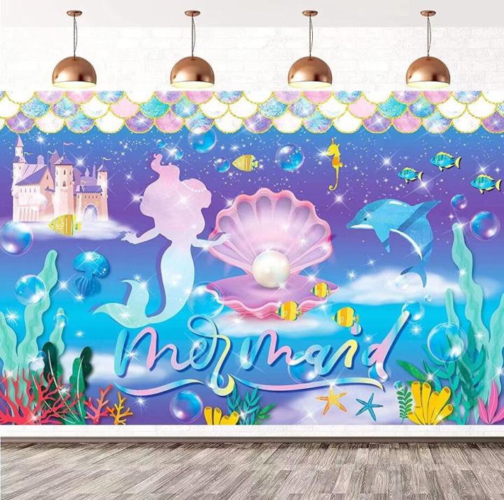 7x5ft Mermaid Theme Photography Background Mermaid Princess Theme Baby ...