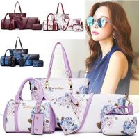 ZZOOI Chinese Style Floral Printing Women Handbags Shoulder Bags Set Female Practical Composite Bag 6-Piece Set Designer Brand Bolsa