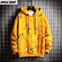 Single Road Mens Anime Hoodies Men  Hip Hop Harajuku Printed Japanese Streetwear Oversized Sweatshirt Hoodie Men Fashion