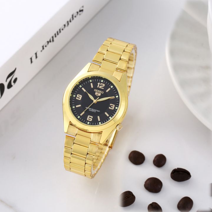 นาฬิกา-senkq-รุ่น-4402นาฬิกาข้อมือสุภาพสตรีสายสแตนเลส-สีทอง-หน้าปัดขาว-ของแท้-100-ประกันศูนย์-cmg-1-ปีเต็ม