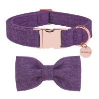 Unique Style Paws Purple Cotton Dog Collar Bow Leash Set for Big and Small Dog Christmas Dog Collar