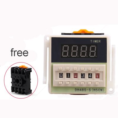 【YP】 AC/DC 24v-240v DH48S-S Programmable Digital display time relay cycle control Delay Relay Socket with Base Voltage
