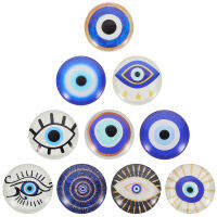 RUDMALL 10pcs แก้ว cabochons ผสมสไตล์เรืองแสงแบนหลังโดมคาโบชอนสำหรับเครื่องประดับงานฝีมือ DIY