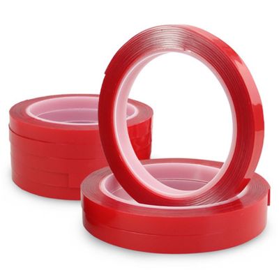 ☸ 1 Roll 3m Strong Acrylic Adhesive Tape Red Film Clear Double Side Tape No Trace Car decoration glass fixing hardware stick