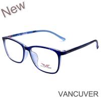 กรอบแว่นตา สำหรับตัดเลนส์ แว่นสายตา แว่นตา รุ่น VANCUVER 3213 สีน้ำเงิน ทรงรี ขาข้อต่อ วัสดุ พลาสติกพีซี เกรดเอ เบา เหนียว ไม่แตกหัก