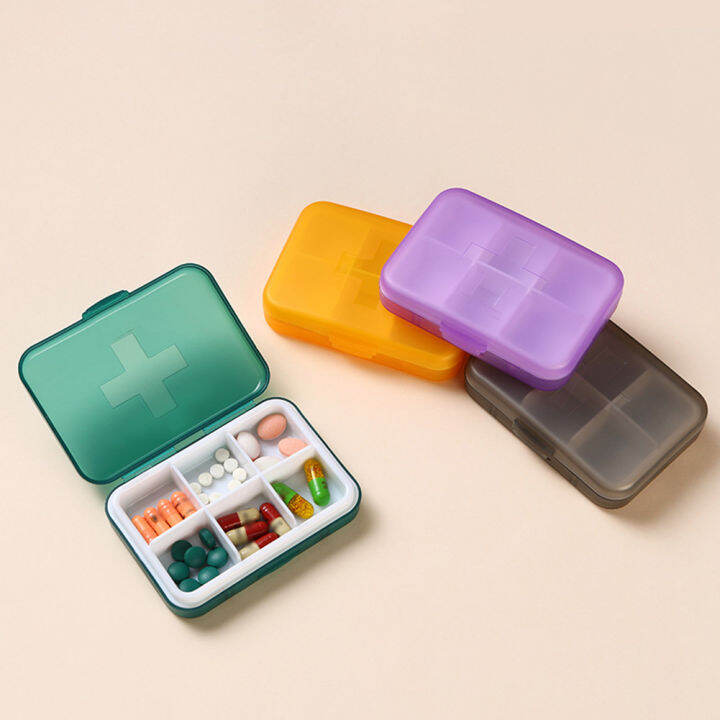 Portable 6 Girds Pill Organizer Case Medicine Storage Dispenser Digital