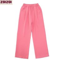 Most girls pants summer thin section ice silk dress pants children leisure trousers female in big child straight wide-legged trousers