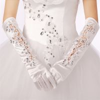 ﺴ❧ Elegant Bridal Gloves with Finger White/Ivory Wedding Accessories Brand New Luxury Beaded Appliqued Wedding Gloves