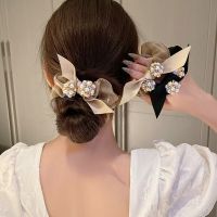 Fashion Pearl Double Ball Rhinestones Large Hair Tie Elastic Hair Bands Women Bow Tie Hair Ties Girls Hair Accessories Hair Accessories