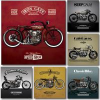 NewVintage รถจักรยานยนต์ Retro Decor โปสเตอร์จักรยานคลาสสิก Cafe Racer ภาพวาดผ้าใบพิมพ์ภาพผนังศิลปะสำหรับ Boy Room Home Decor Liyanhong2