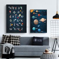 Solar system 26 letters Modern Wall Art Canvas Interior Paintings Prints Aesthetic Minimalist Poster Pictures Room Decor Hogar