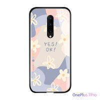 เคสโทรศัพท์สำหรับ OnePlus 7T Pro 7 Pro 8 8T Pro 6T 6 INS ดอกไม้ใช่ไม่มีตัวอักษรภาษาอังกฤษเคสโทรศัพท์กระจกเทมเปอร์ฝาหลังเคสโทรศัพท์แบบแข็งใหม่