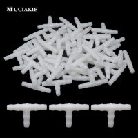 MUCIAKIE 50PCS White garden Irrigation 1/4 Inch Hose Irrigation Connector Barb Tee Connector Watering 4/7 mm Hose Connector