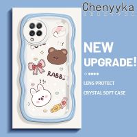 Chenyyka เคสปลอกสำหรับ Samsung กาแลคซี A22 4G A22 5G M22การ์ตูนกระต่ายน่ารักหมีดีไซน์ใหม่ขอบคลื่นนุ่มกันกระแทกแบบใสเคสมือถือเคสโปร่งใสลายกล้องถ่ายรูปเรียบง่ายฝาครอบป้องกันอ่อนโยน