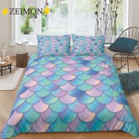 ZEIMON Mermaid Bedding Set Cartoon Animal Printed Polyester Duvet Cover with Pillowcase Home Textiles Queen King Bedclothes