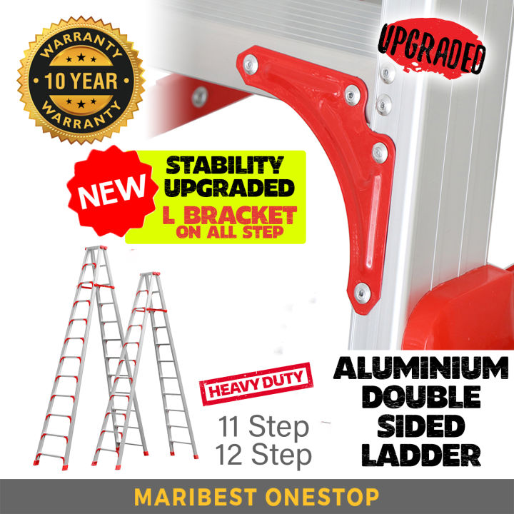 11 12 Step Heavy Duty Ladderman Aluminium Double Sided Ladder Multi Purpose Ladder Tangga