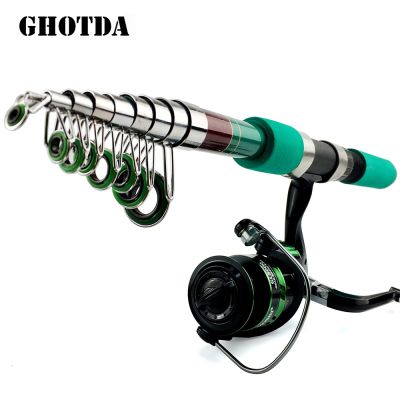 Telescopic Fishing Rod Reel Combo 1.8/2.1/2.4/2.7/3.0/3.6M Fishing Rod 1000/3000/5000 Silver/Black Fishing Reel