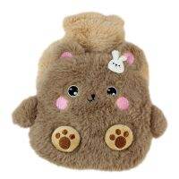 Double Pocket Plush Bag Small Hot Water Bottle Animal Rubber Thermos For Relieving Menstrual Cramps