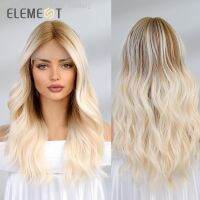 ELEMENT HD Lace Front Wigs Synthetic Hair Long Water Wavy Ombre Brown to Blonde Daily Party Wig for Women Transparent Glueless [ Hot sell ] Decoration Center