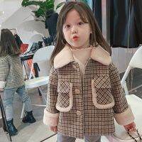 Childrens Clothes Winter Jackets for Boys and Girls Outwear Super Soft Plaid Fashionable Jackets Plus Velvet Thick Woolen Coats