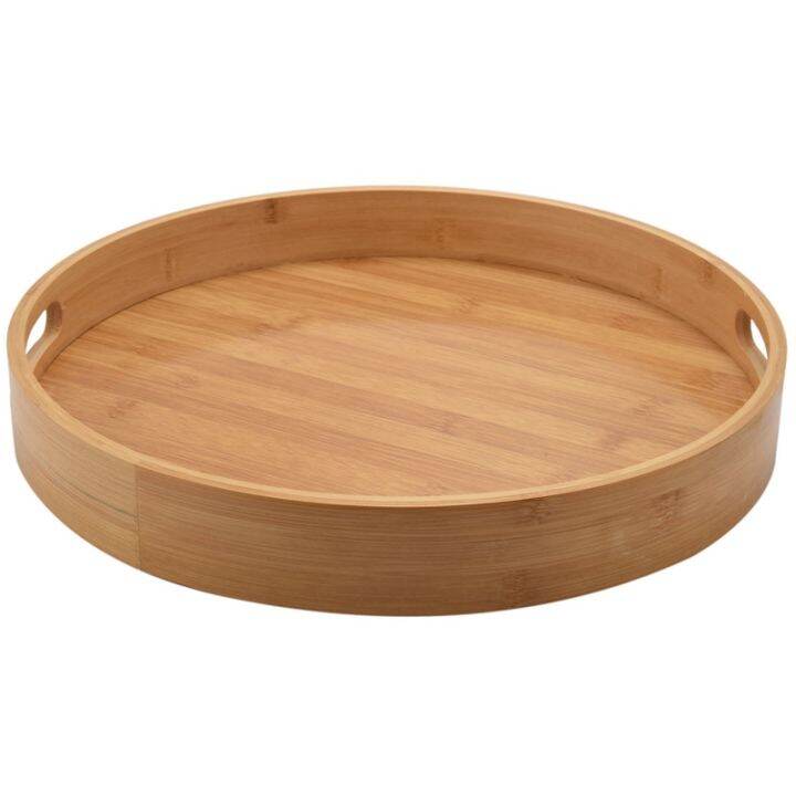 Round Serving Bamboo Wooden Tray for Dinner Trays Tea Bar Breakfast