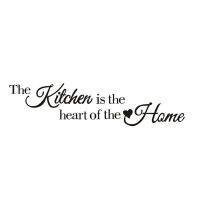 Kitchen Wall Sticker Oil-Proof Lettering Phrase "Kitchen is the Heart" Wall Sticker Detachable Waterproof Wallpaper