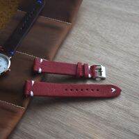 ﹊☬♟ Genuine leather Handmade Retro Watch Band Strap Red 18mm 20mm 22mm Women Wrist Watchbands Belt Silver Polished Buckle 2019 new