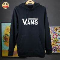 VANS ฤดูใบไม้ร่วงสำหรับทั้งหญิงและชายโลโก้การพิมพ์ Multicolor สีดำและสีขาว Pullover กีฬาเสื้อกันหนาวมีฮู้ด